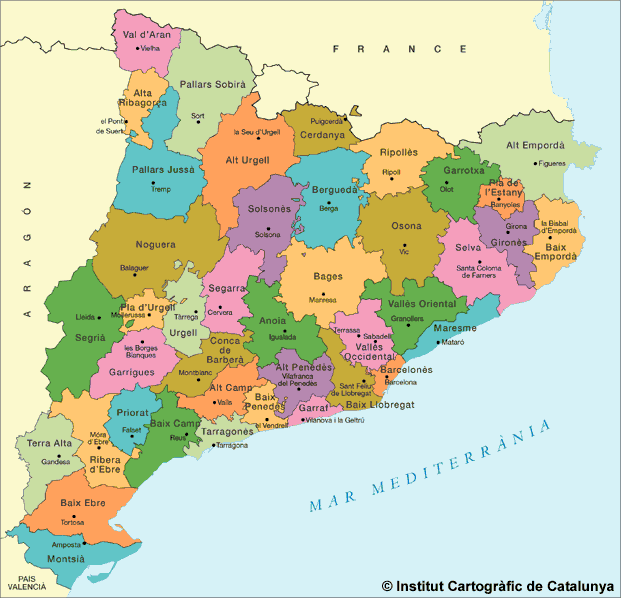 Mapa de Comarcas de Cataluña