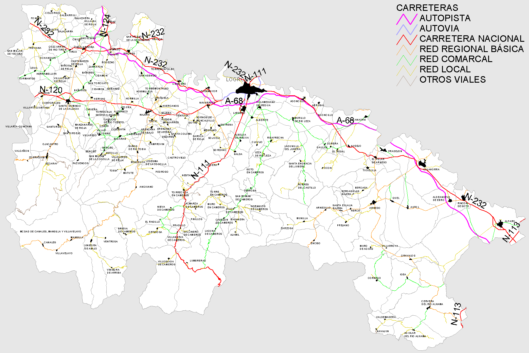 Mapa de carreteras de La Rioja
