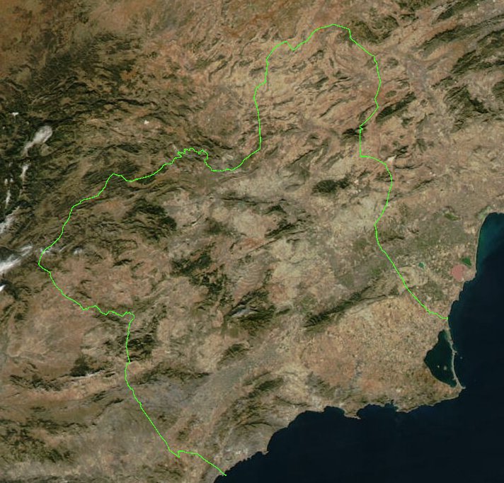 Mapa Satelital  de la Región de Murcia