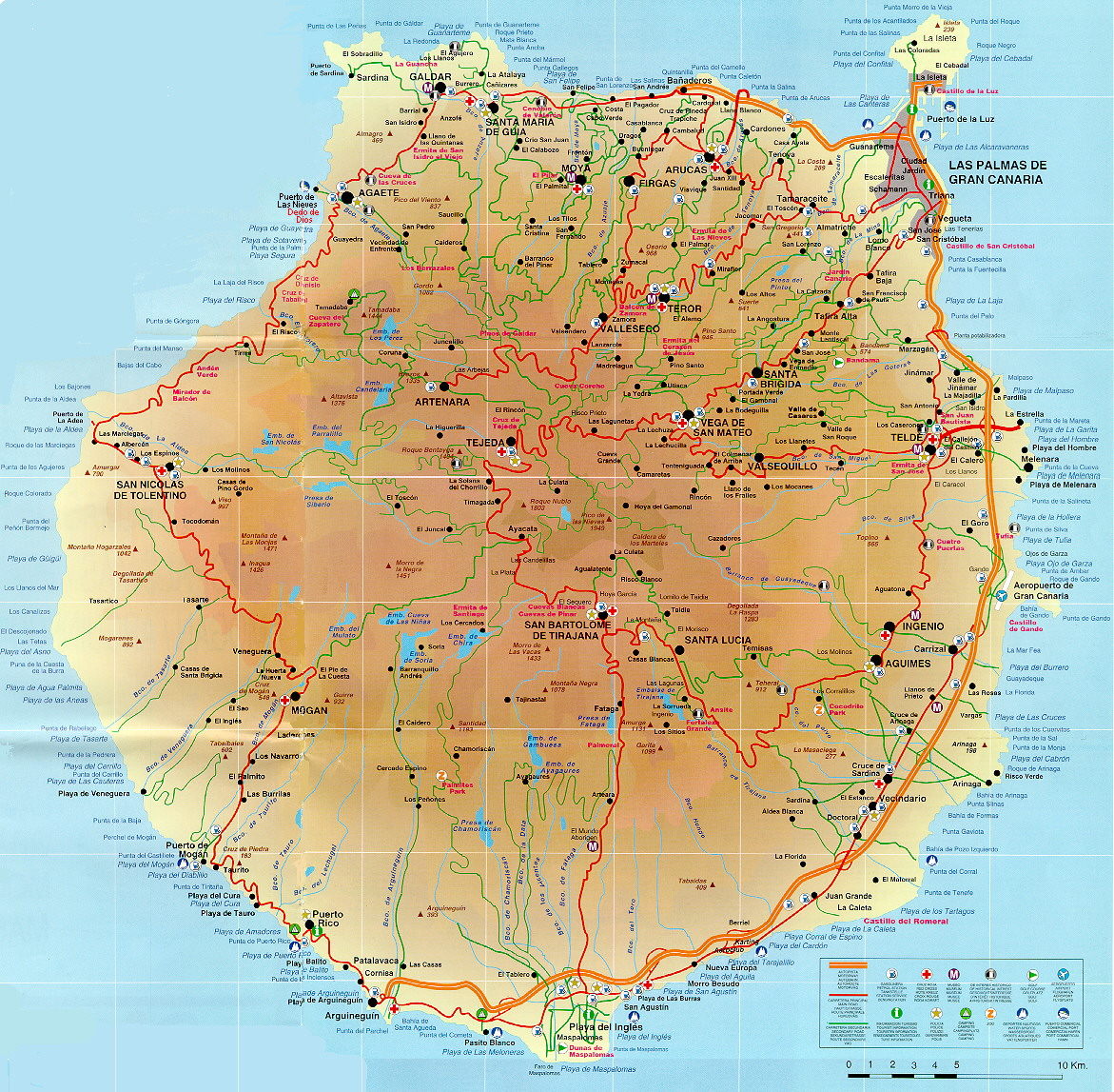 Mapa de carreteras de la Isla Gran Canaria
