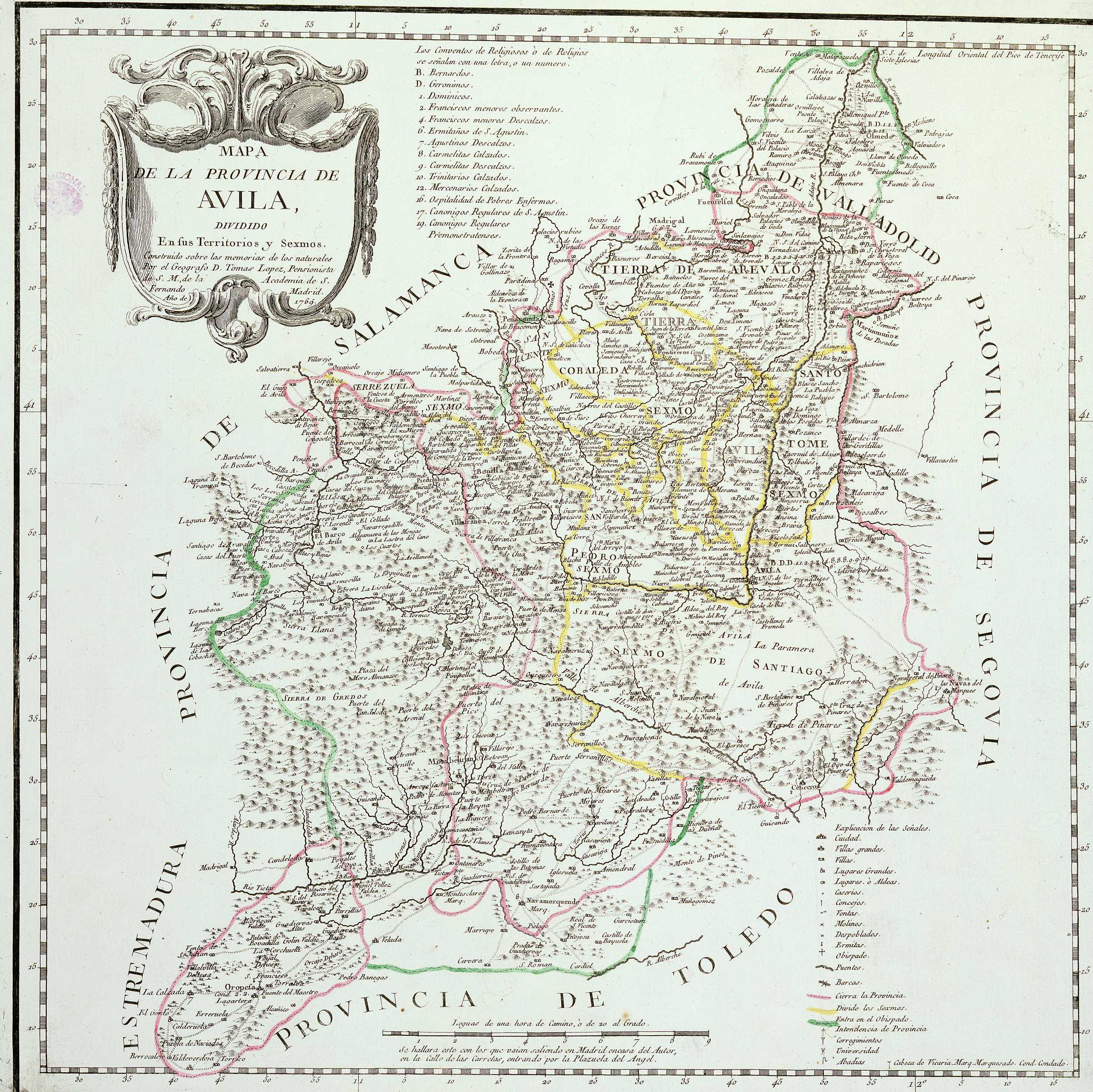 Mapa de la Provincia de Ávila 1769