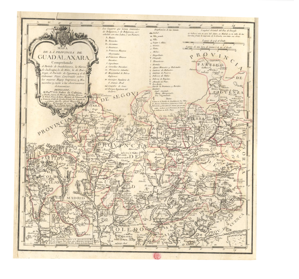 Mapa de la provincia de Guadalajara 1766