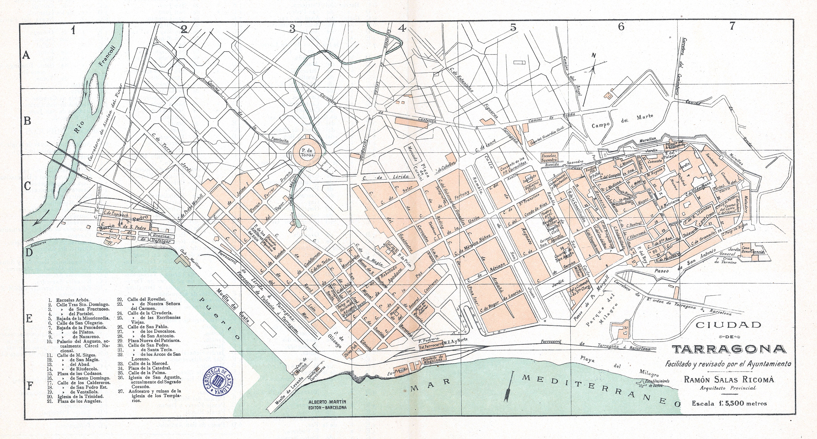 Plano de la ciudad de Tarragona 1900