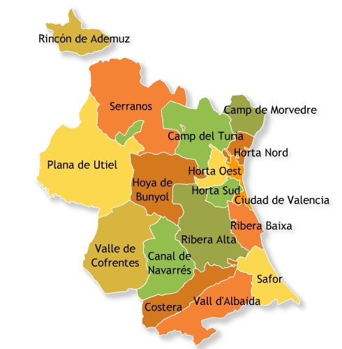 Comarcas de la Provincia de Valencia