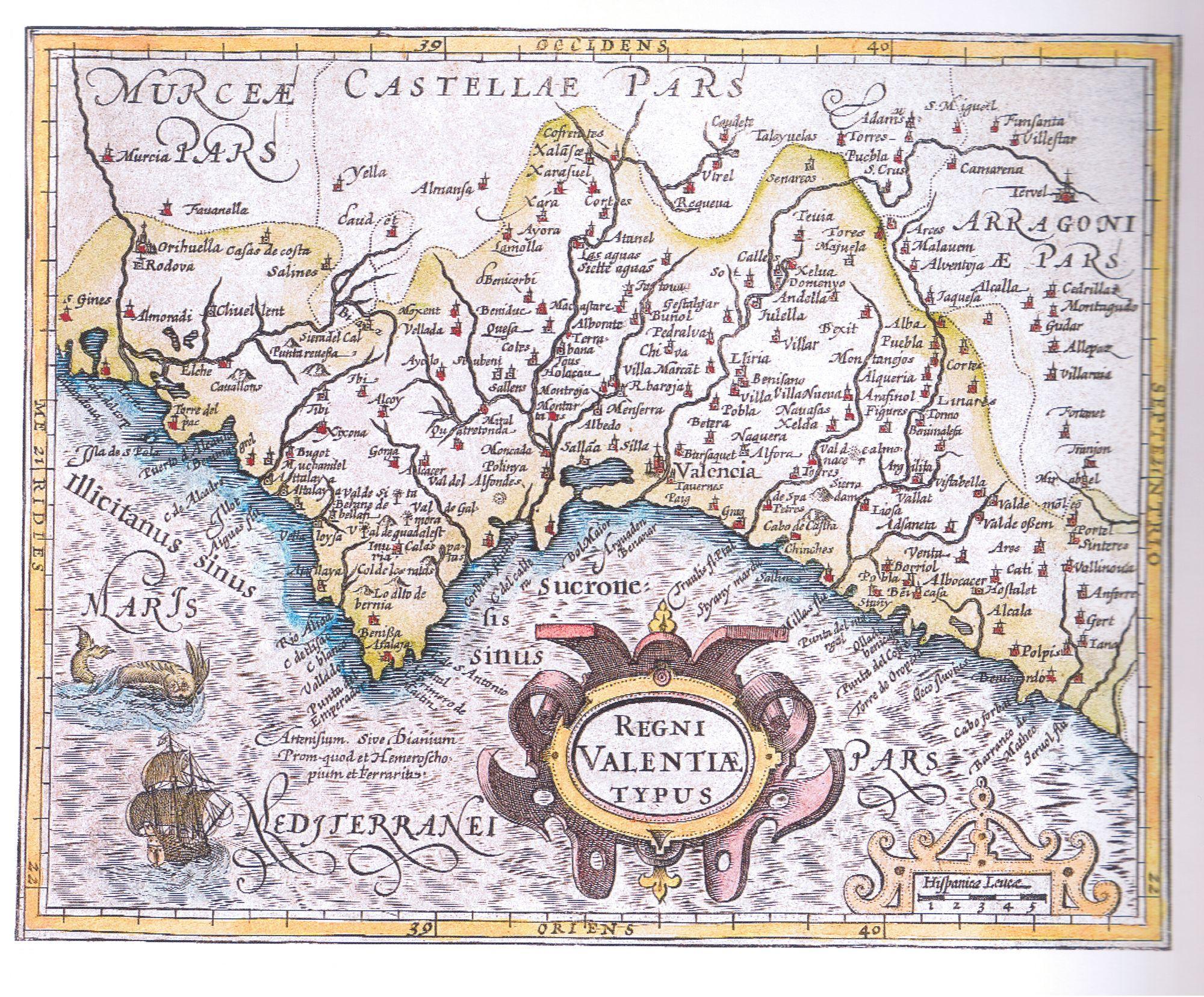 Mapa del Reino de Valencia del año 1607