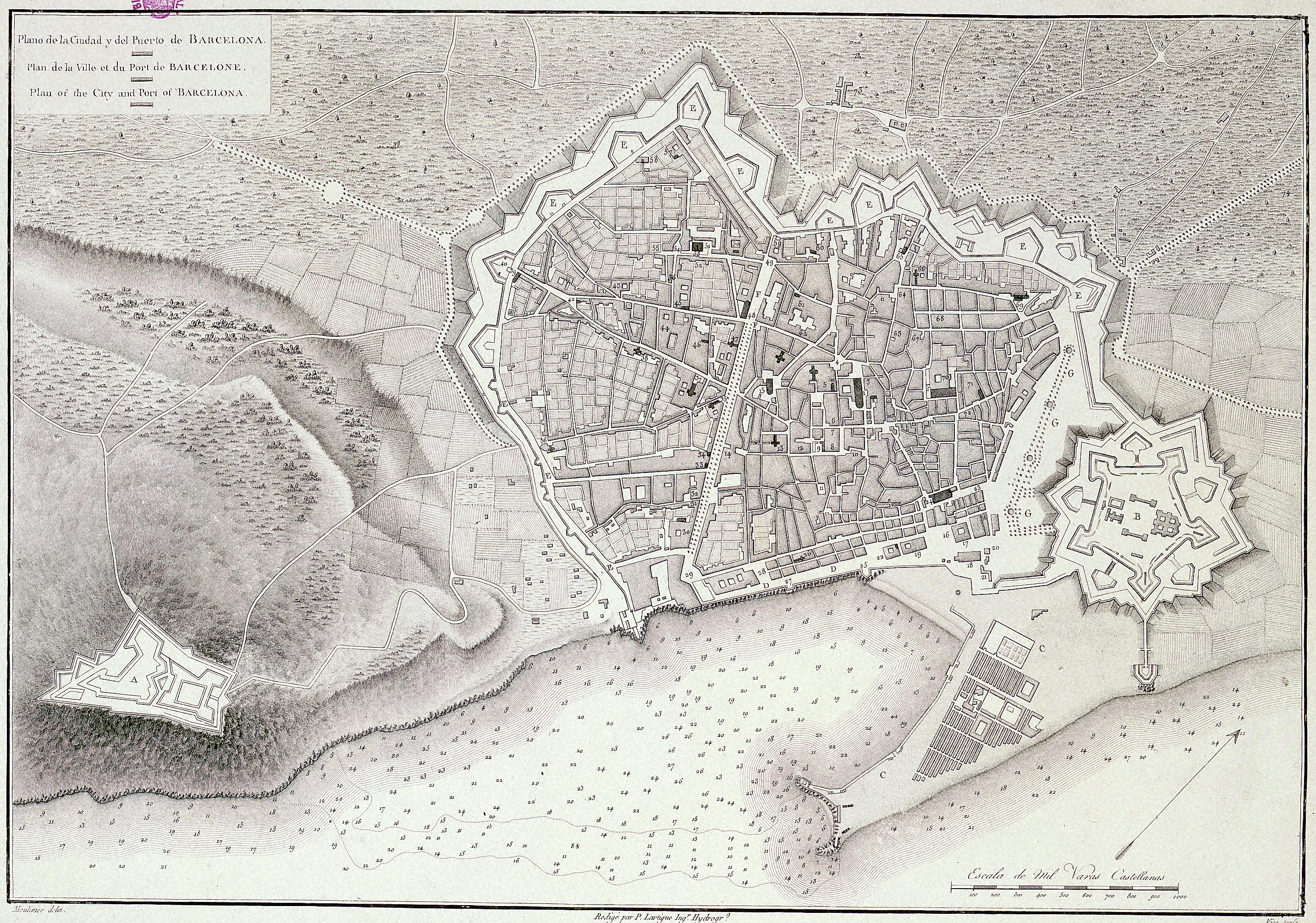 La ciudad de Barcelona amurallada y la Ciudadela 1806