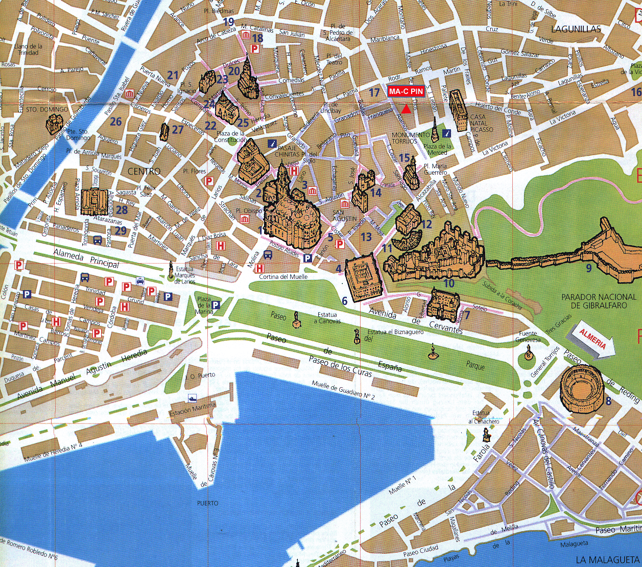 mapa de malaga centro Mapa de Centro de Málaga   mapa.owje.com