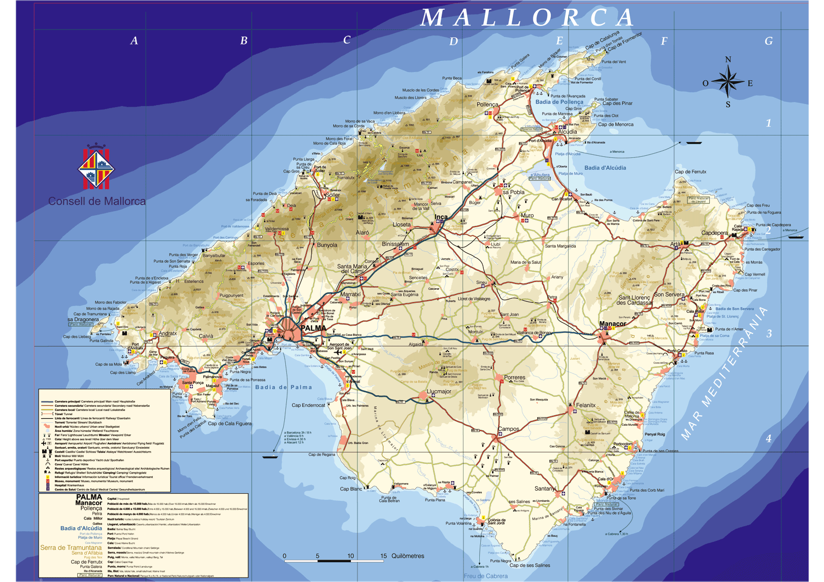 Mapa de carreteras de Isla Mallorca