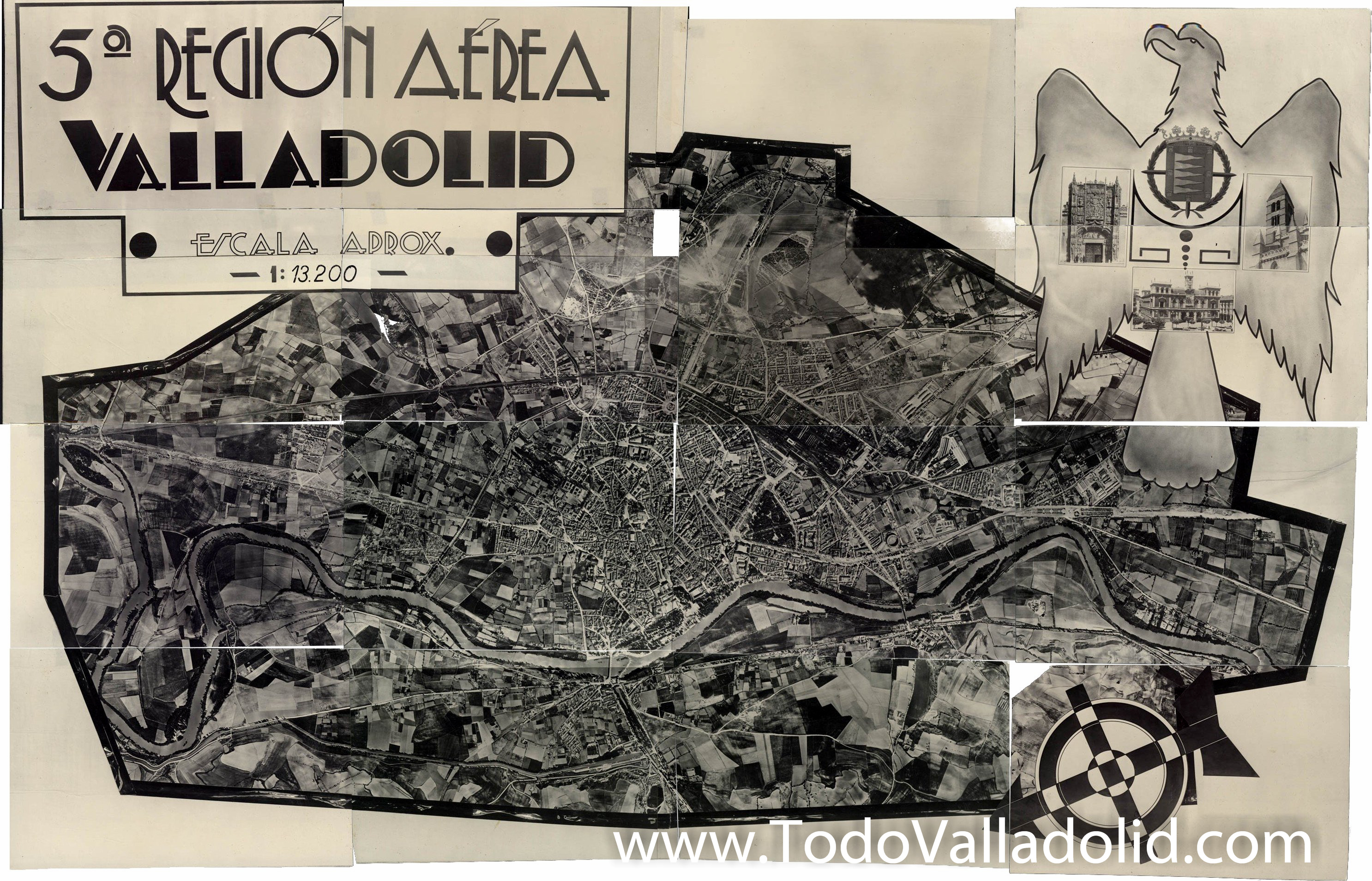 Fotografía aérea de Valladolid anterior a 1953