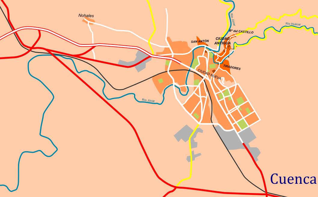 Mapa de accesos a Cuenca 2010