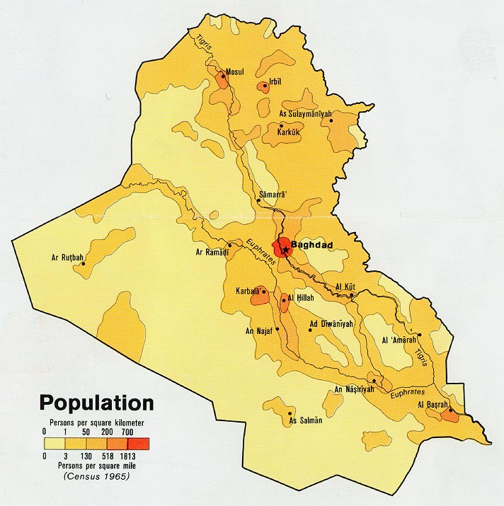 Densidad de población de Irak 1978
