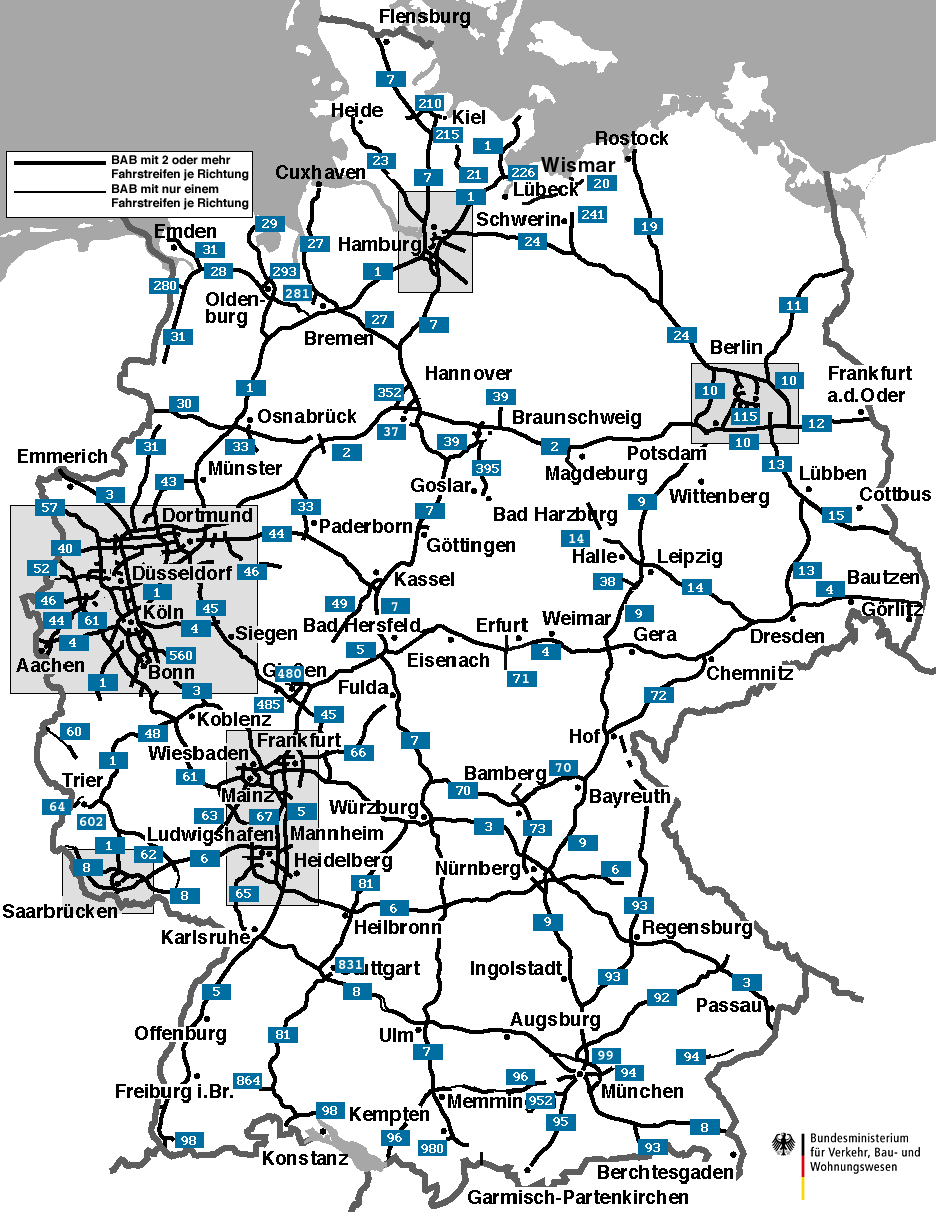 mapa de carreteras de alemania Mapa de carreteras de Alemania   mapa.owje.com