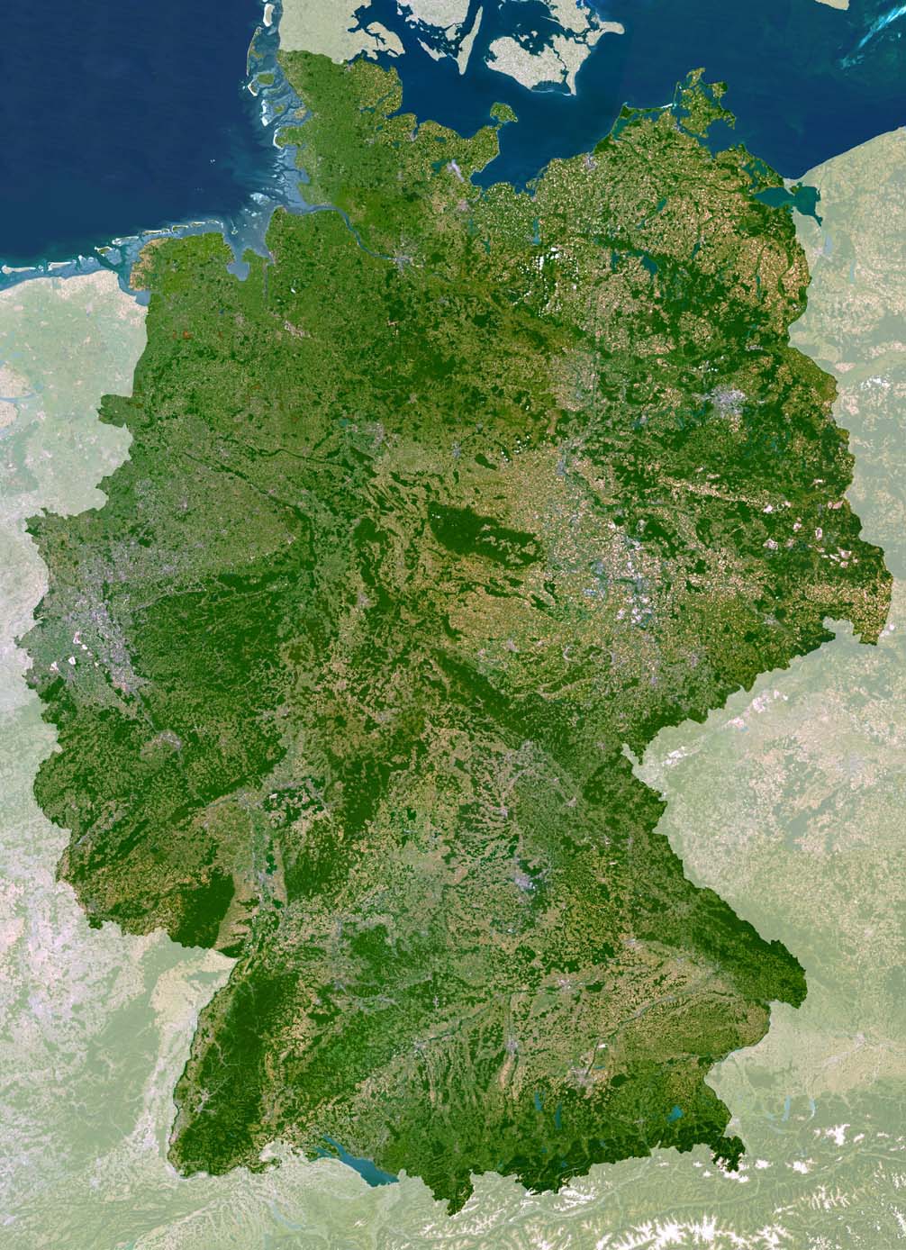 Mapa satelital de Alemania
