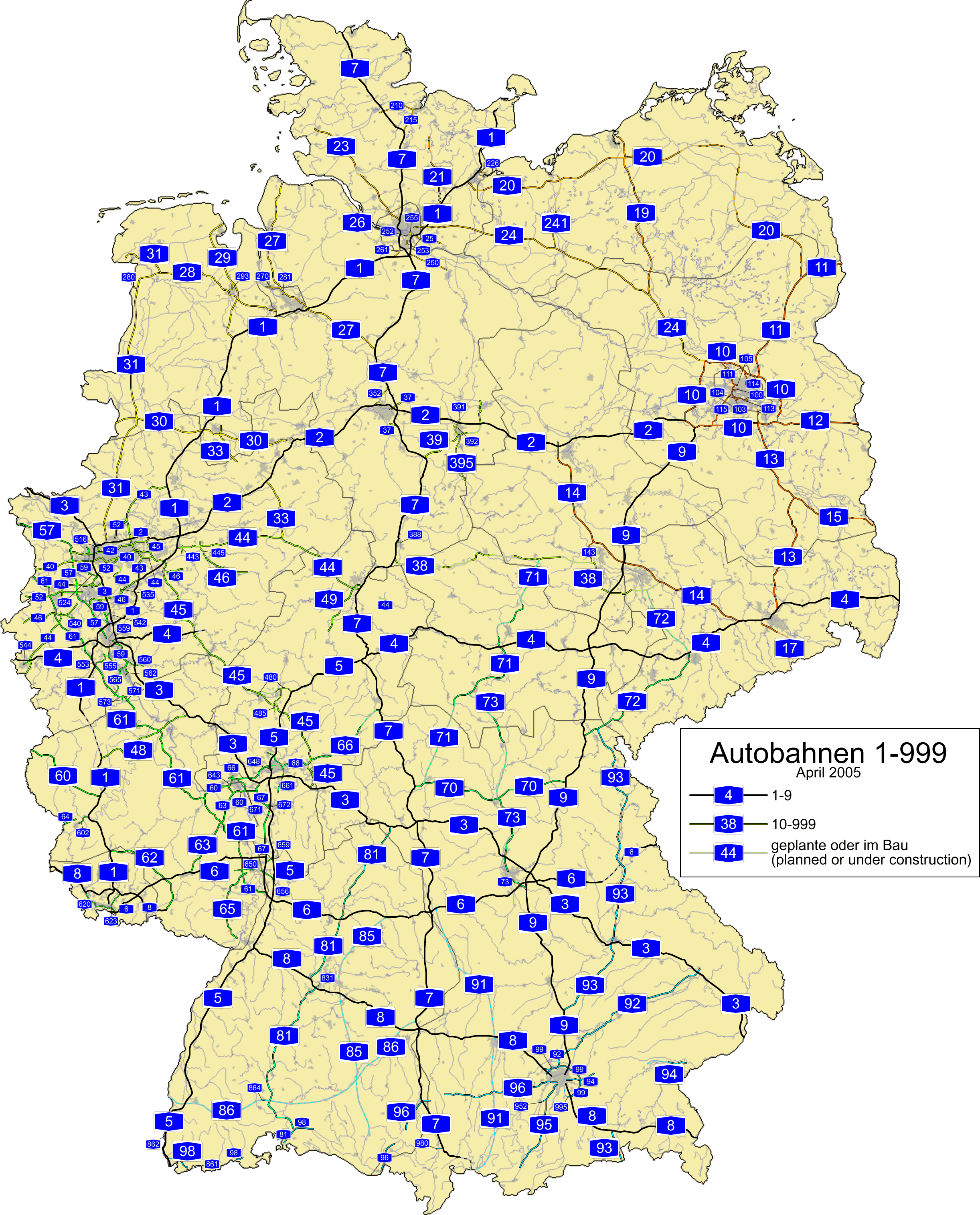 Mapa de carreteras de Alemania 2005