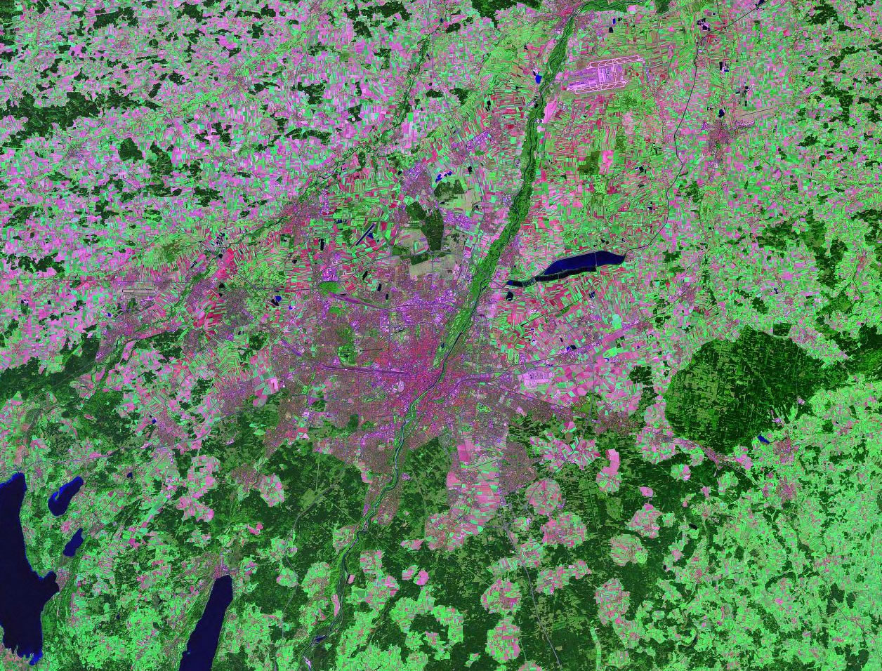 Vista satelital de Múnich