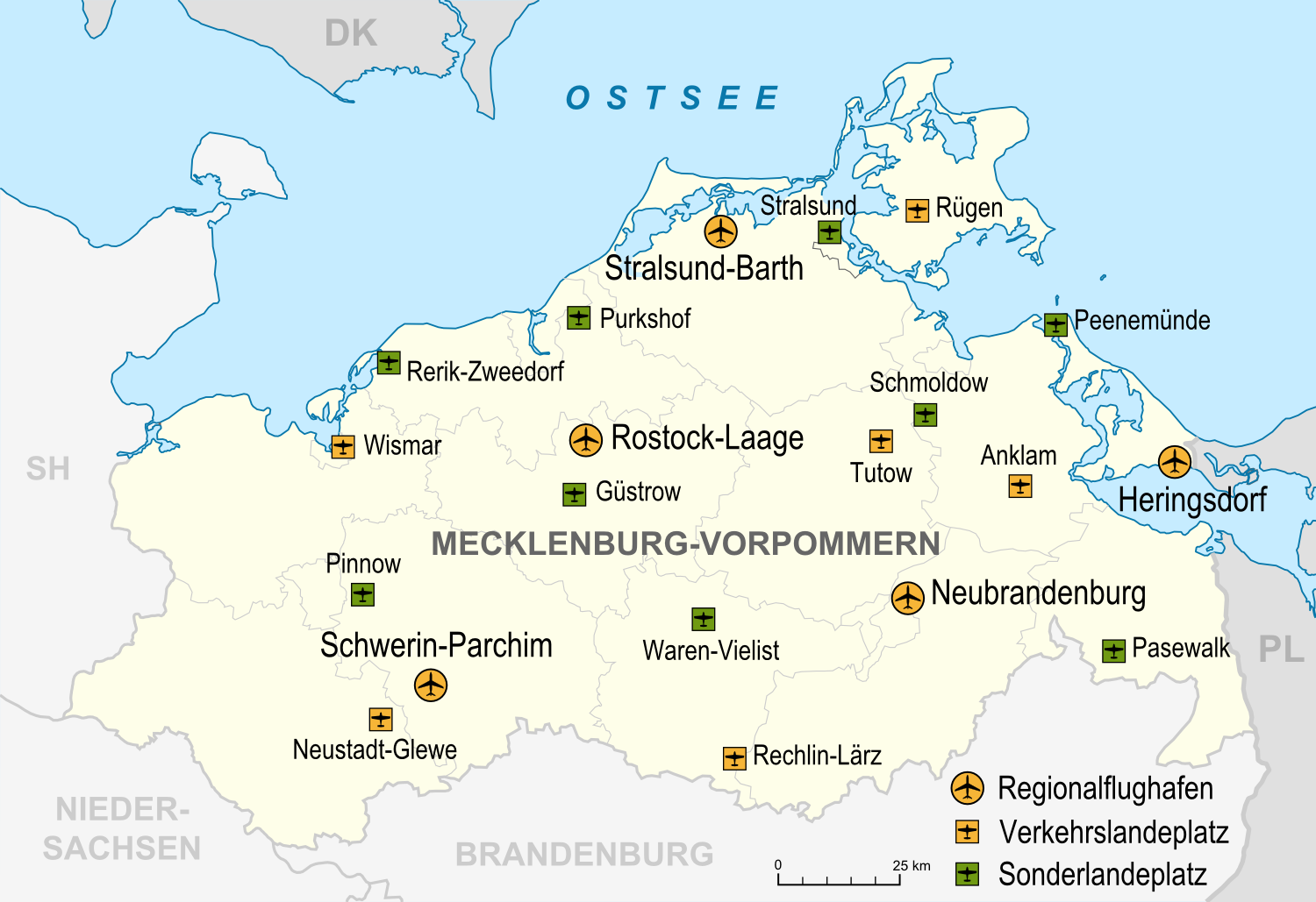 Aeropuertos y aeródromos en Mecklemburgo-Pomerania Occidental 2007