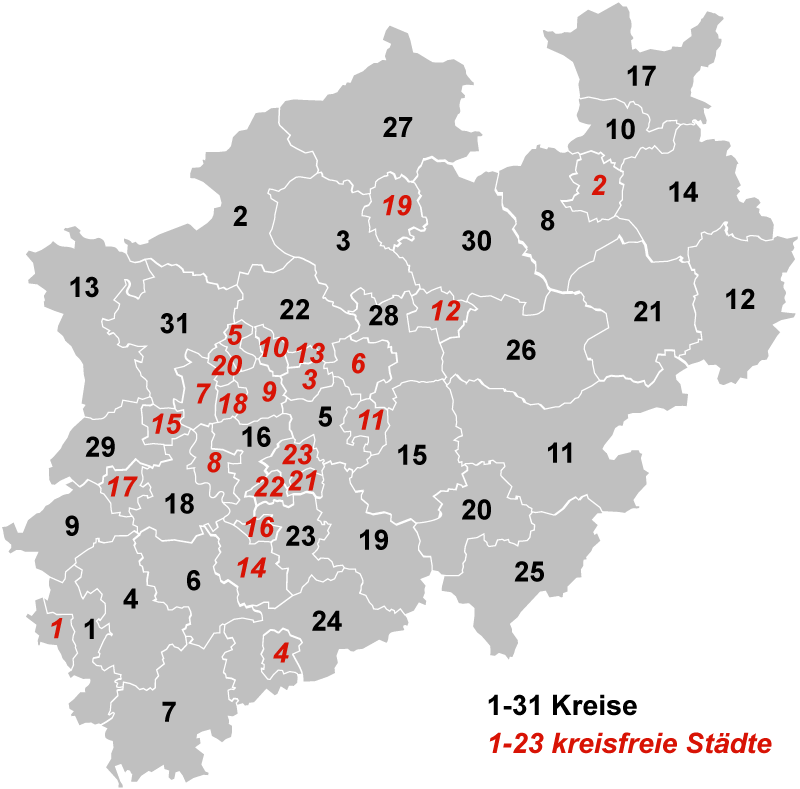 Mapa de Renania del Norte-Westfalia 2007