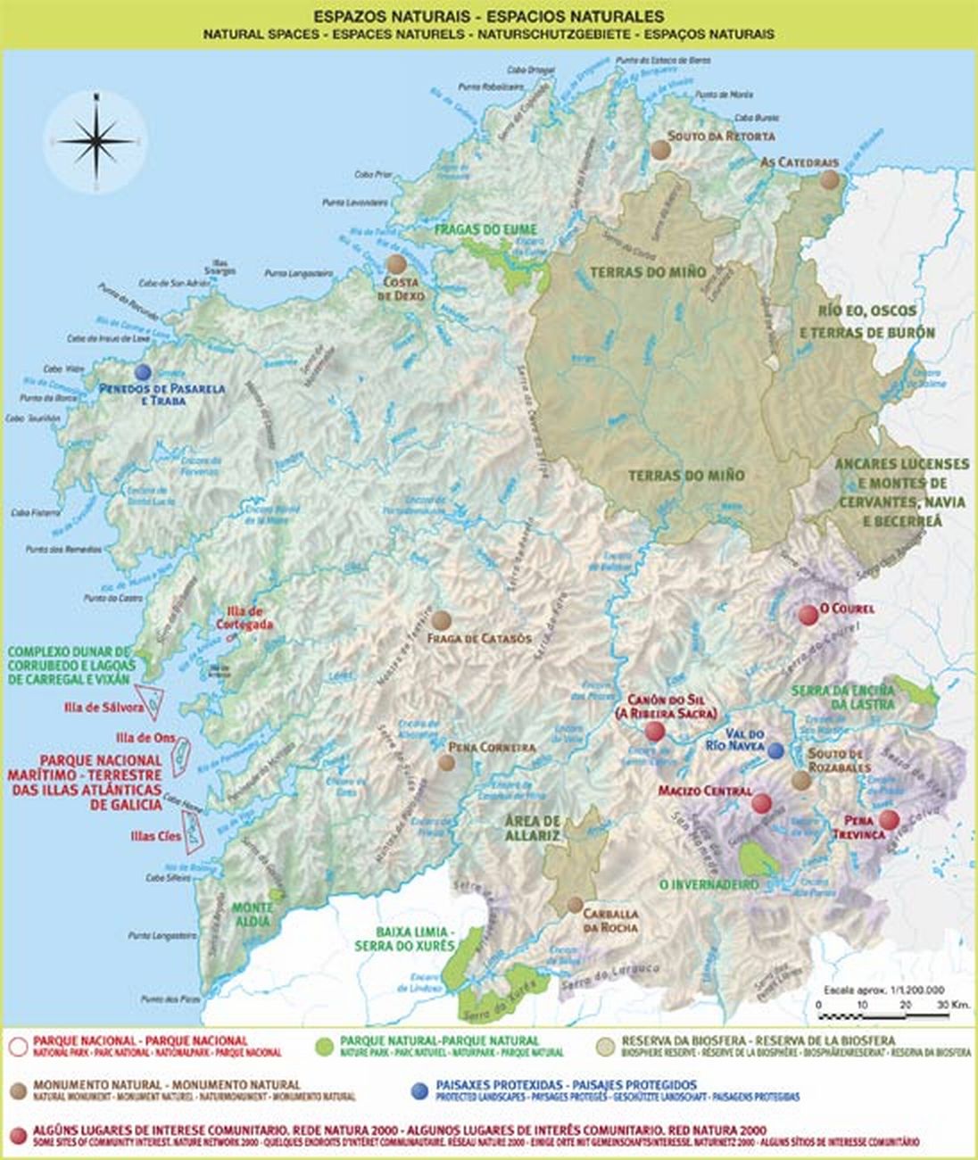 Mapa de Espacios Naturales de Galicia