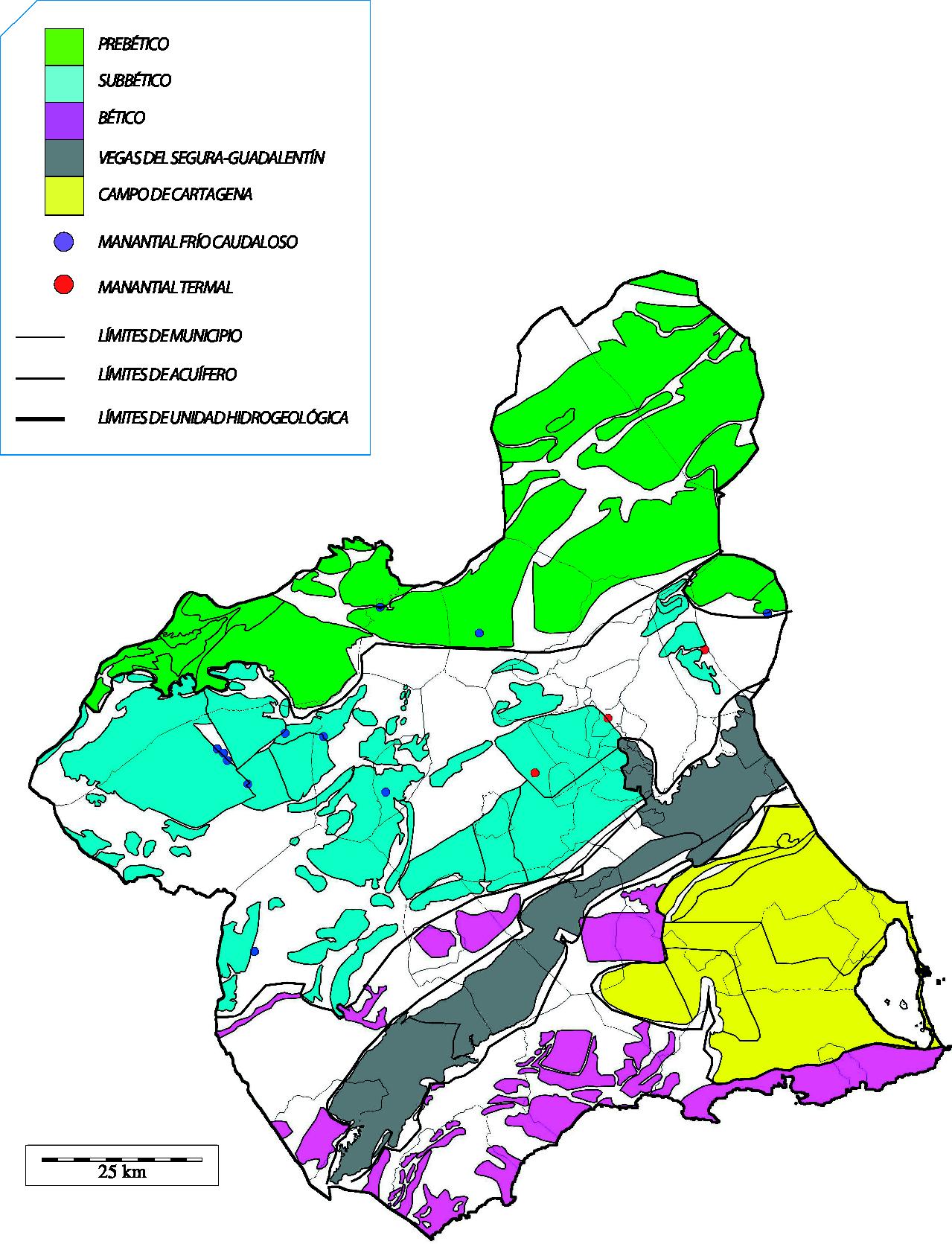 Unidades hidrogeológicas y acuíferos de la Región de Murcia