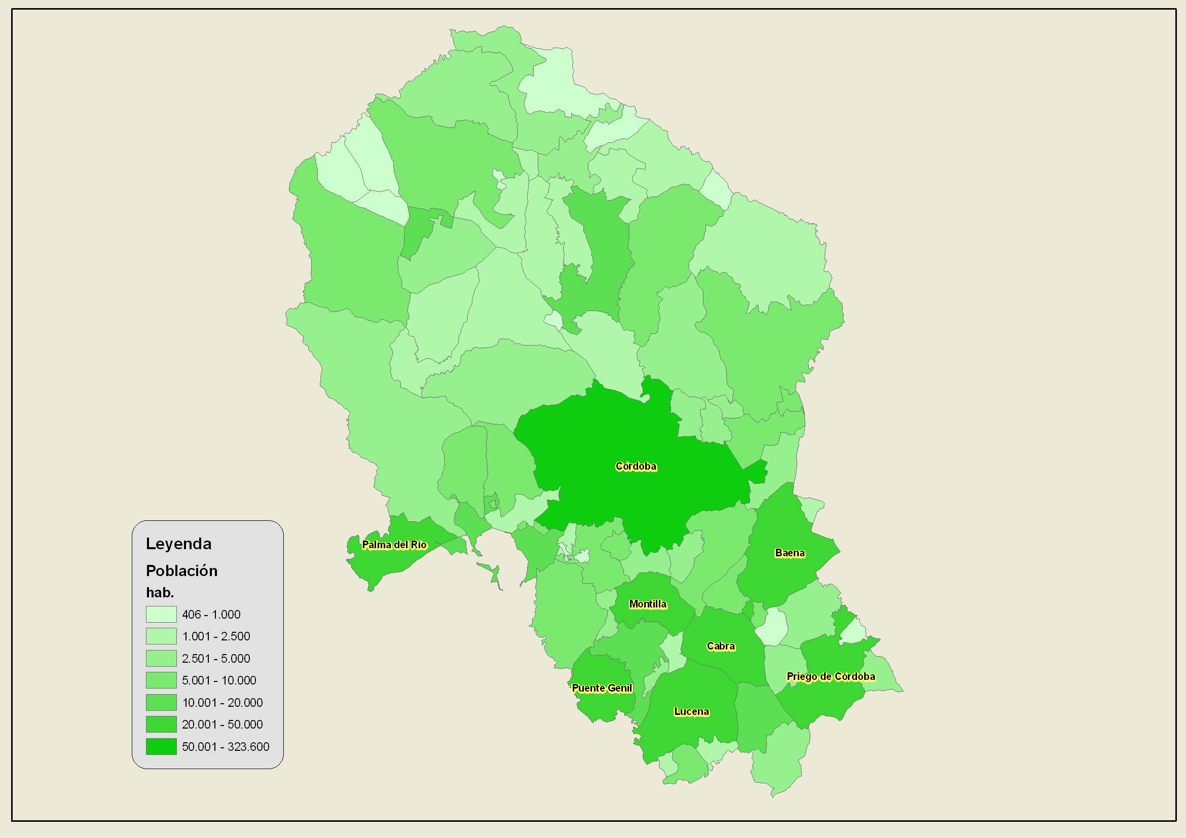 Población de provincia de Córdoba 2007