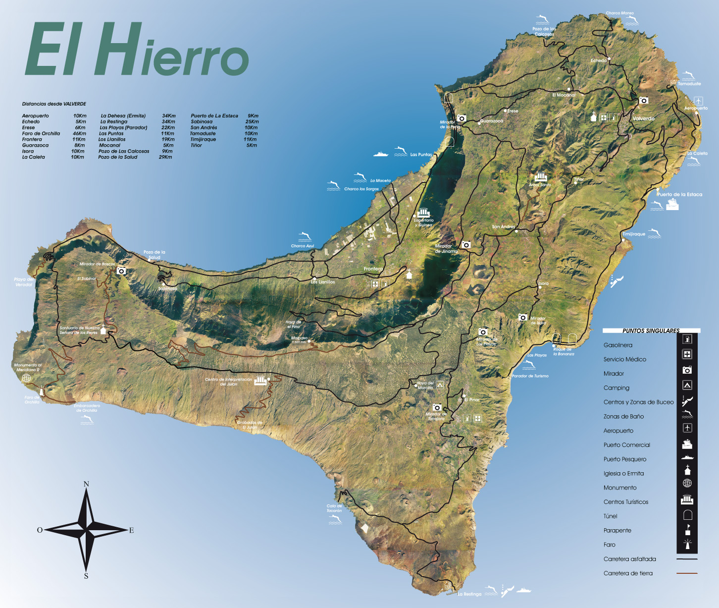 Mapa físico-turístico de la isla de El Hierro