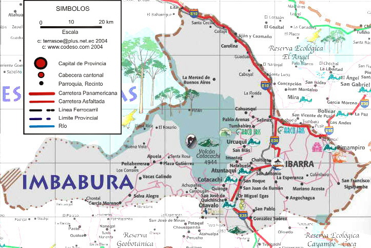 Mapa de carreteras de Imbabura