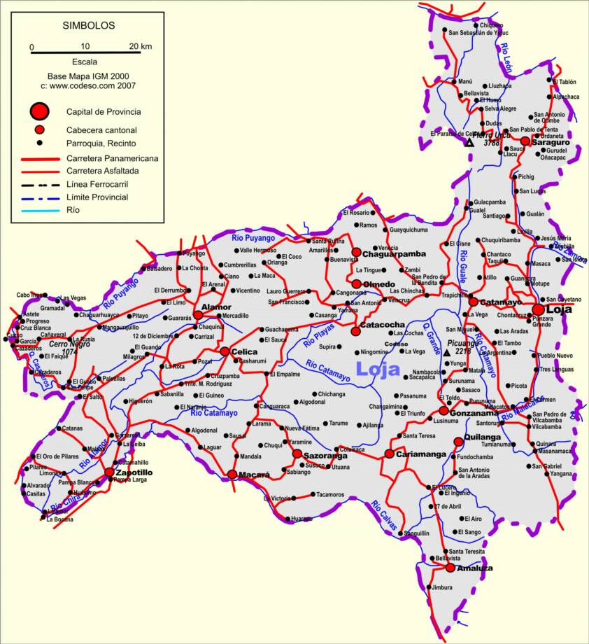 Mapa de carreteras de Loja