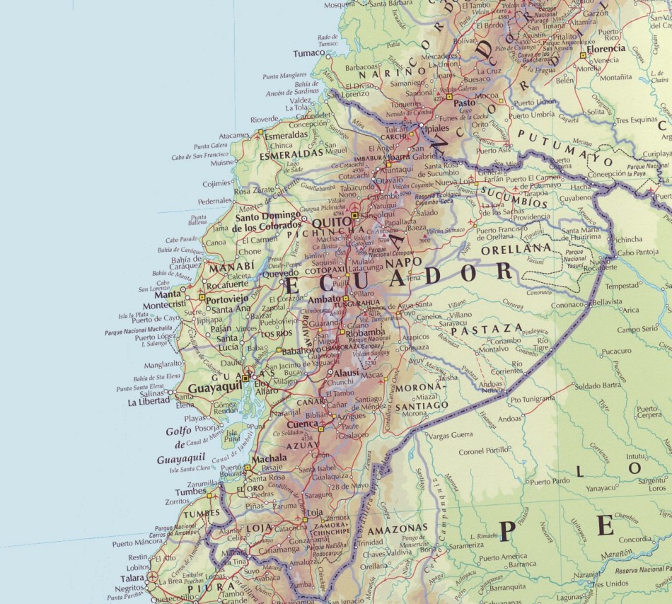 Mapa físico del Ecuador