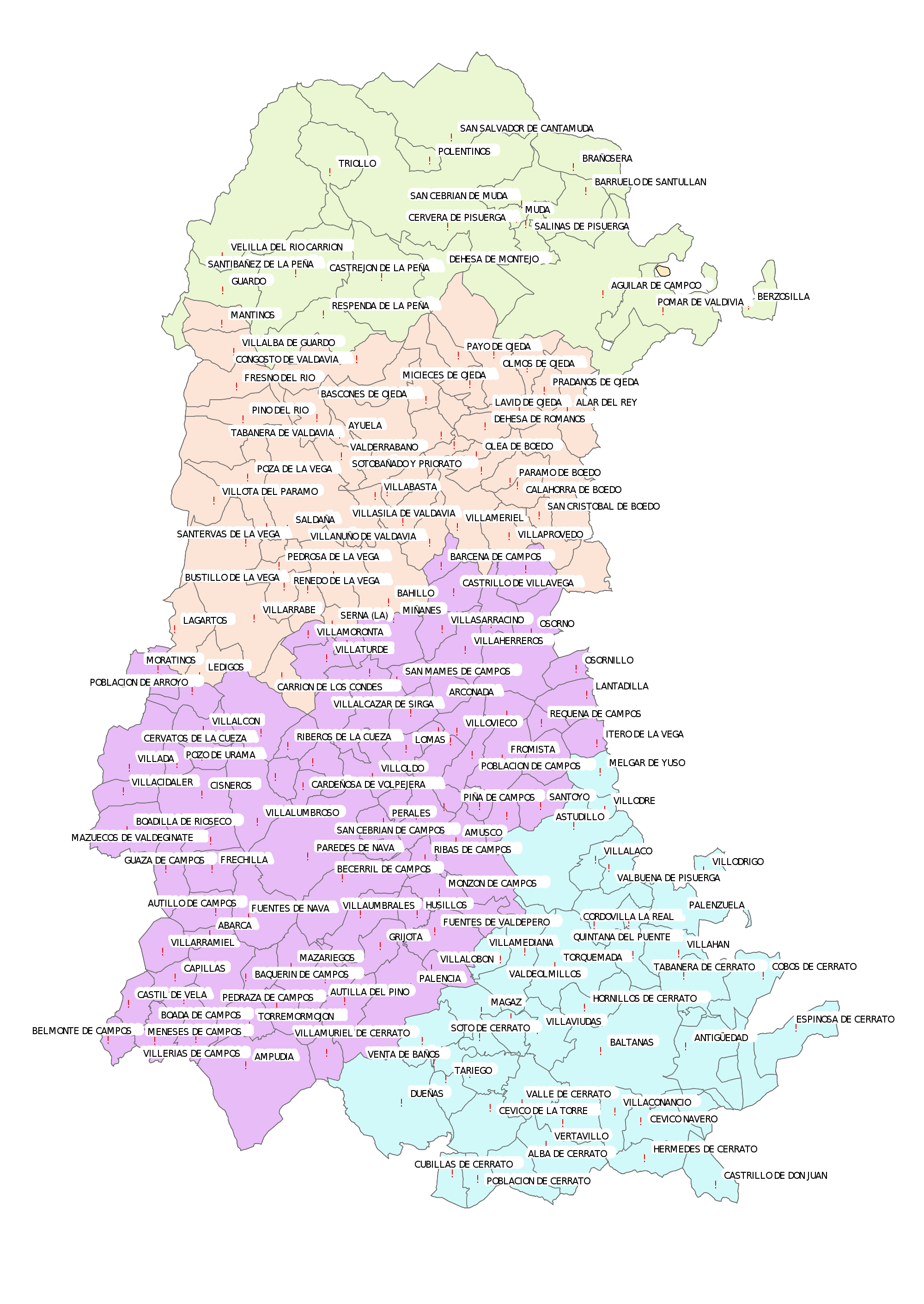 Municipios con ayuntamiento de la Provincia de Palencia 2007