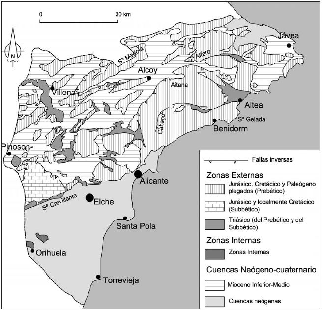 Mapa geologico de la Provincia de Alicante