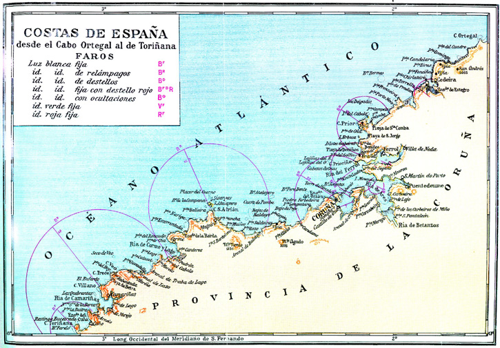 Costa de España desde el Cabo Ortegal al de Touriñana