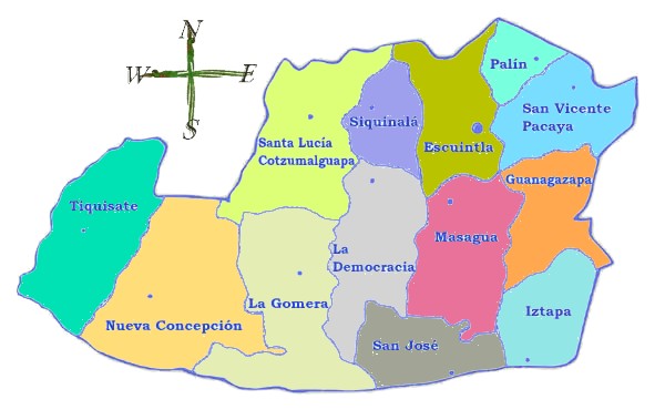 Mapa político de Escuintla