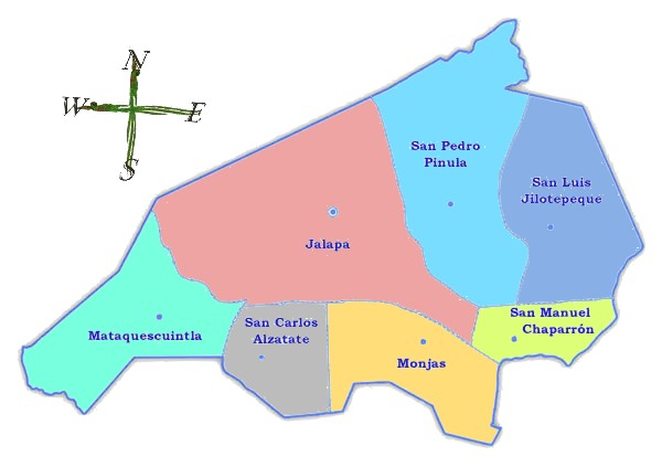 Mapa político de Jalapa