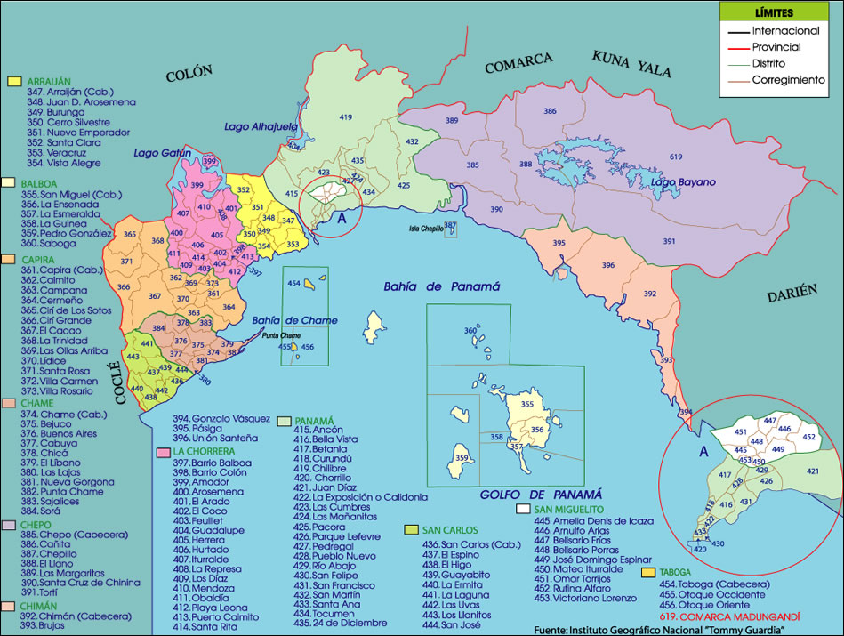 Mapa político de la provincia de Panamá