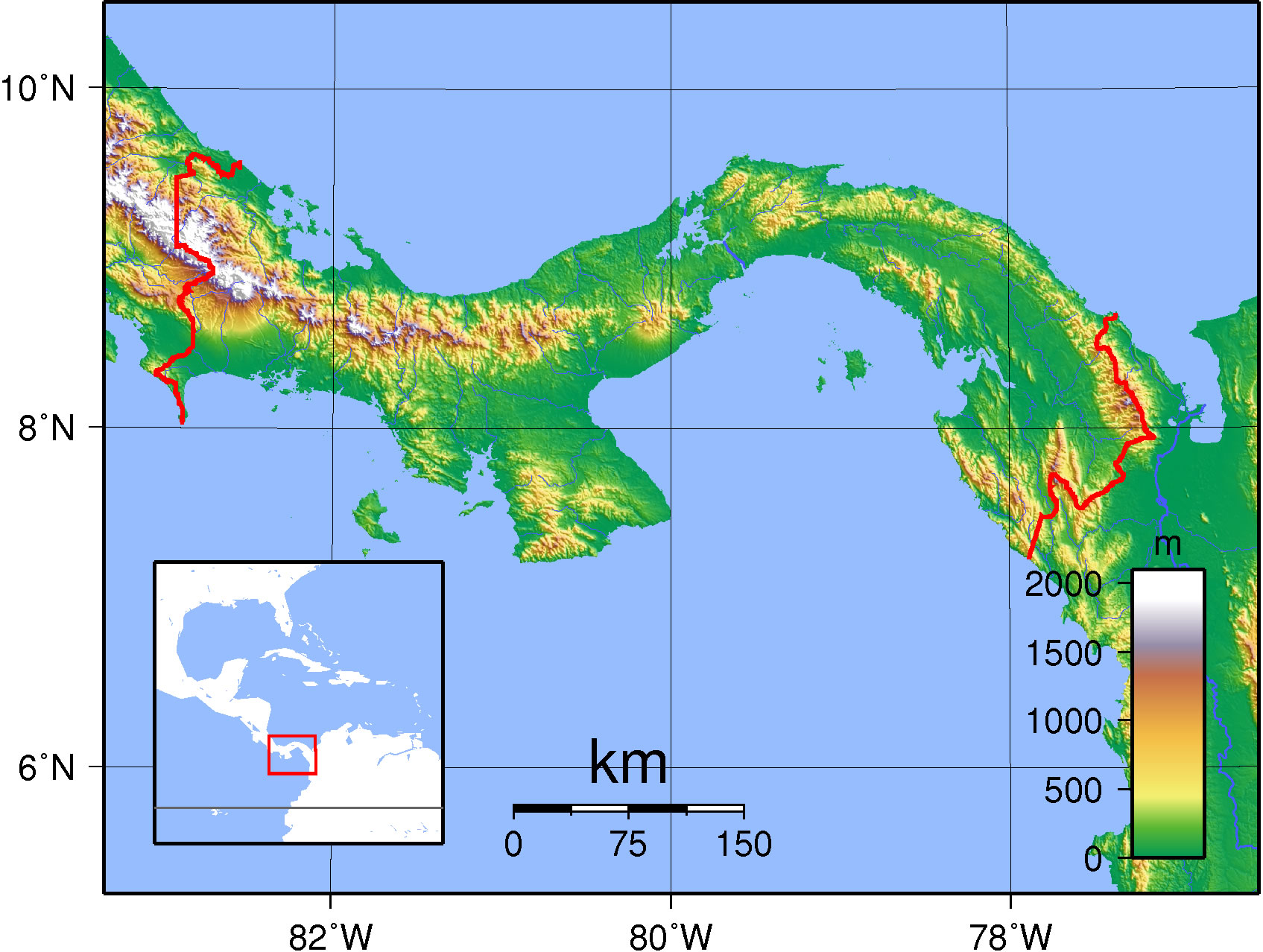 Mapa topográfico de Panamá 2007