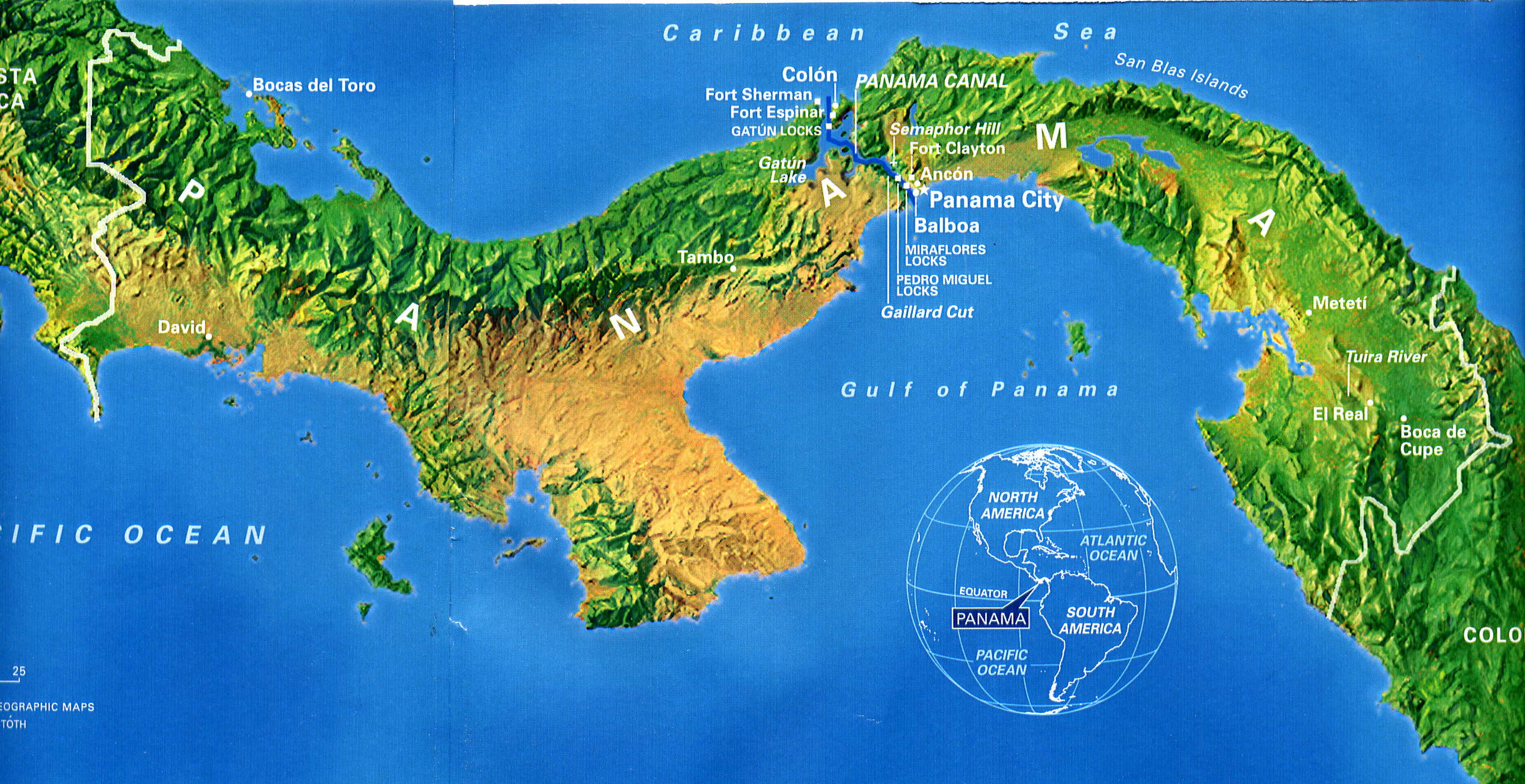 Mapa físico de Panamá