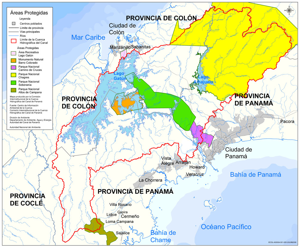 Areas protegidas de la cuenca hidrográfica del Canal de Panamá 2009