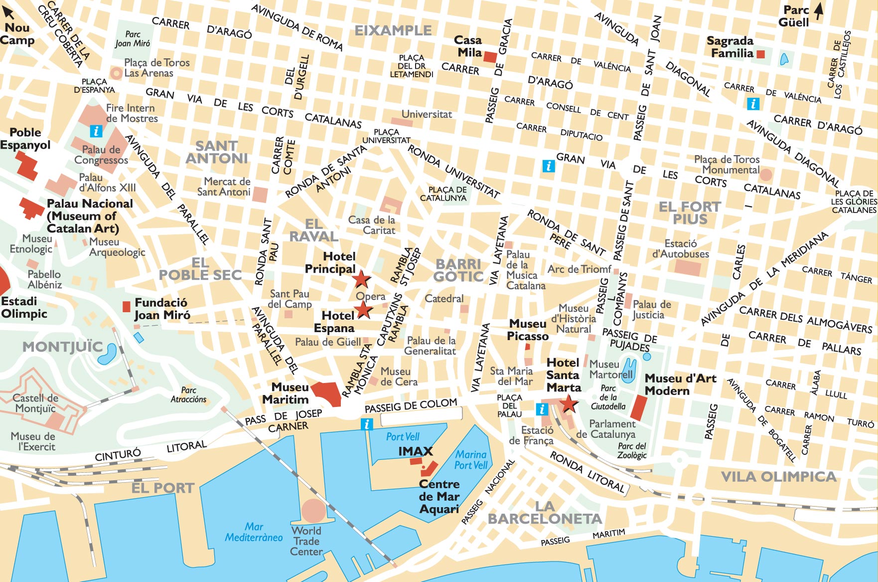 Mapa turístico de Barcelona