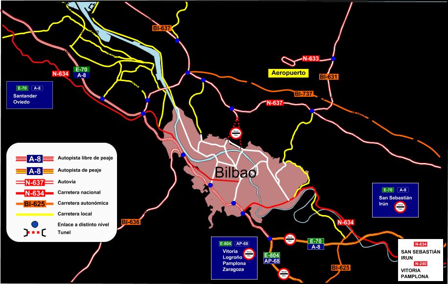 Mapa de acceso a Bilbao 2010