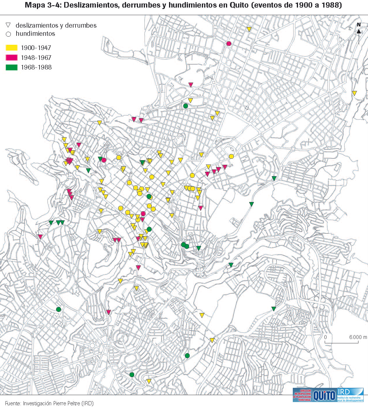 Deslizamientos, derrumbes y hundimientos en Quito de 1900 a 1988