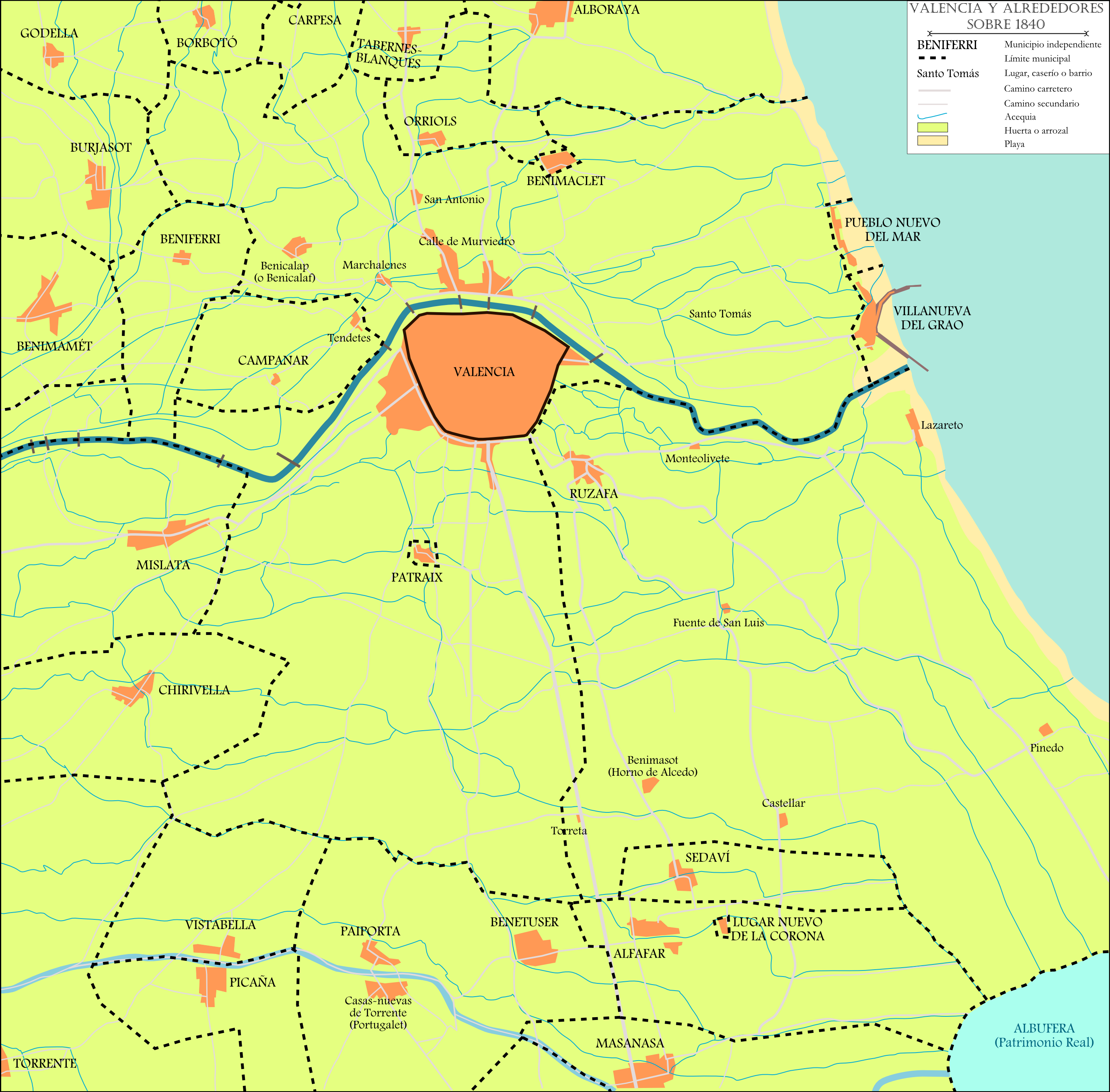 Valencia y sus alrededores entre 1840 y 1850