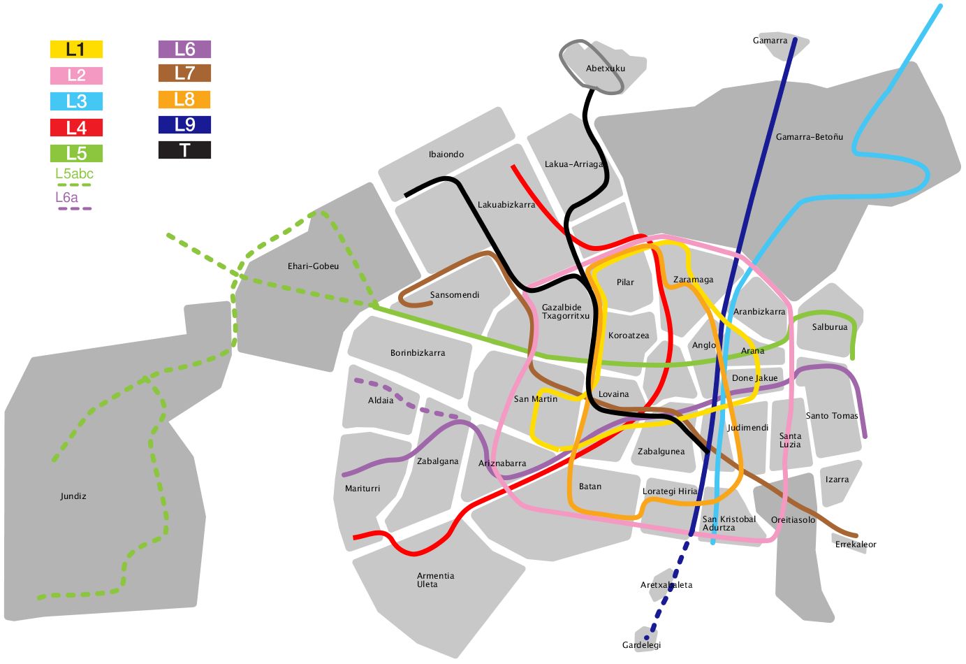 Líneas de autobús y tranvía de Vitoria 2010