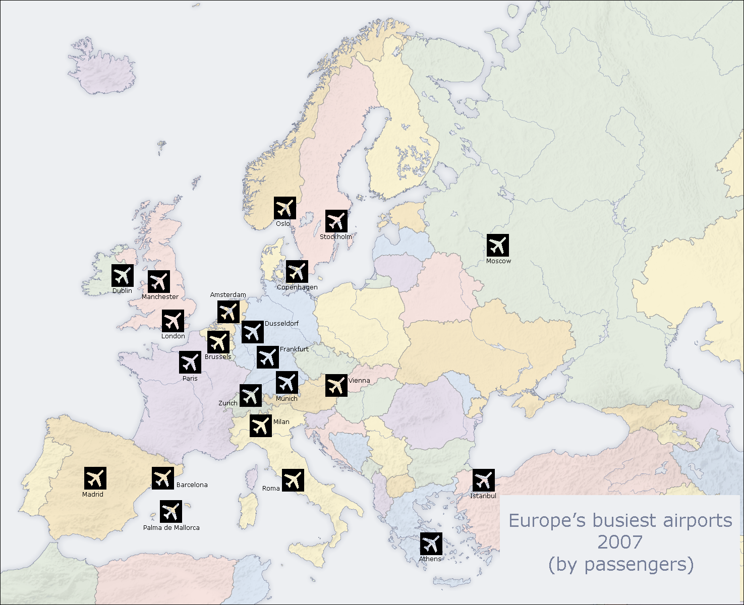 Aeropuertos con más tráfico en Europa 2007