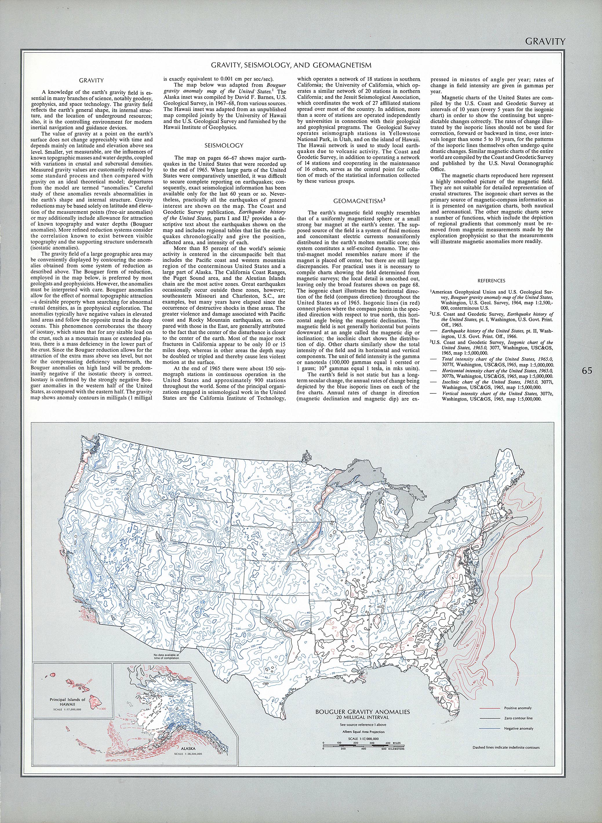 Anomalías Gravitatorias de Bouguer en Estados Unidos 1970