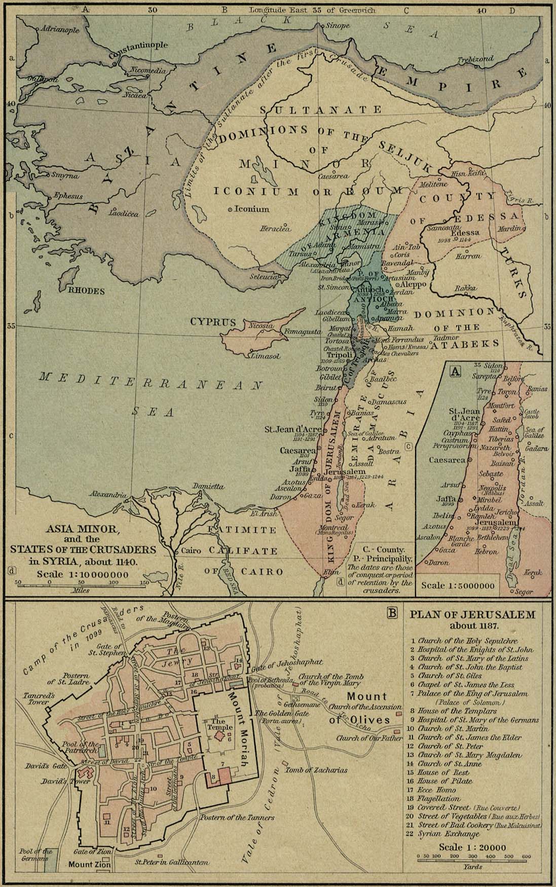Asia Menor y los estados de los cruzados en Siria, circa 1140