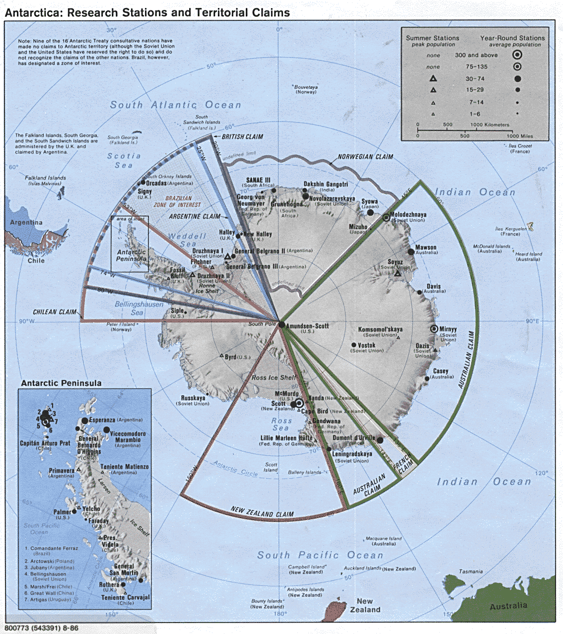 Bases de investigaciones y reivindicaciones territoriales en la Antártida
