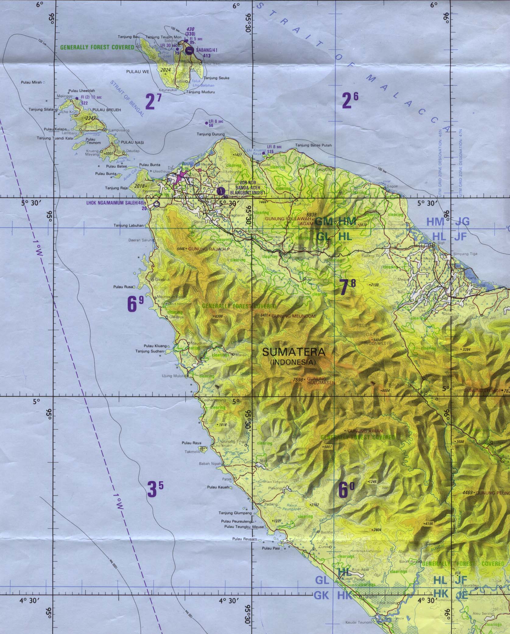 Carta Aeronáutica de la Región de Aceh, Indonesia