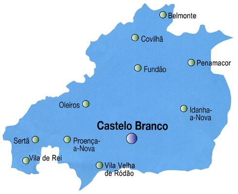 Castelo Branco District Map, Portugal