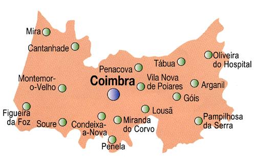 Coimbra District Map, Portugal