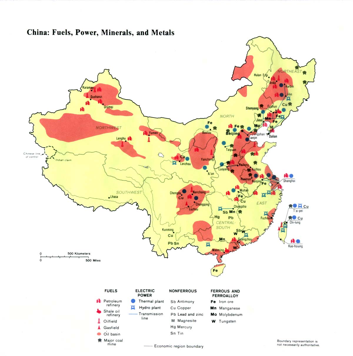 Combustibles, Energía Eléctrica, Minerales y Metales de China 1983